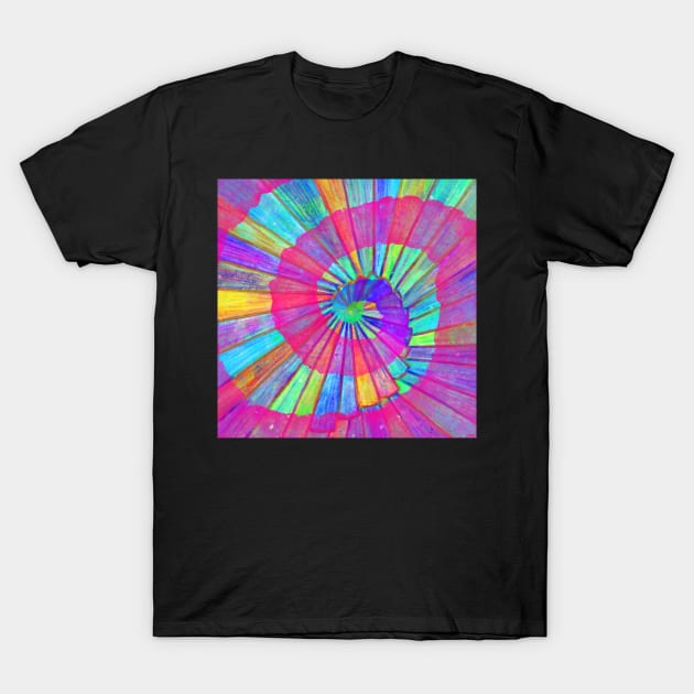 Patterns spiral abstract rainbow art with pink T-Shirt by Pragonette